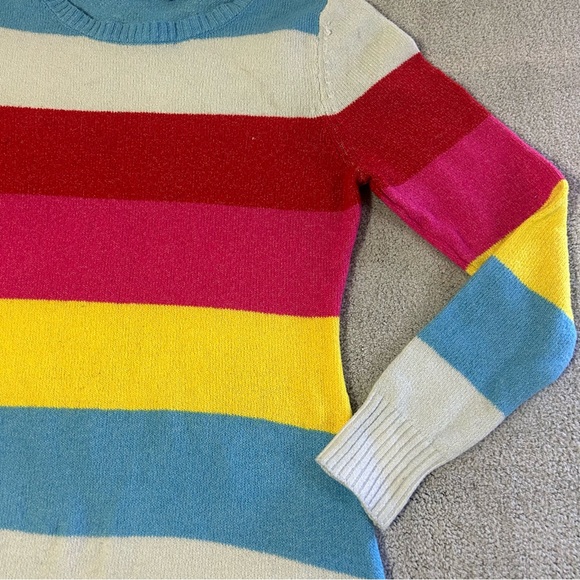 Free For All Tunic Sweater Dress Women’s M Rainbow Color Stripe‎d Pullover - Picture 3 of 14